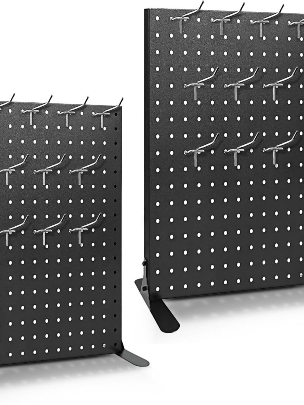 Peg Board Display Stand - 2PCS Keychain Display with 20 Hooks, Black